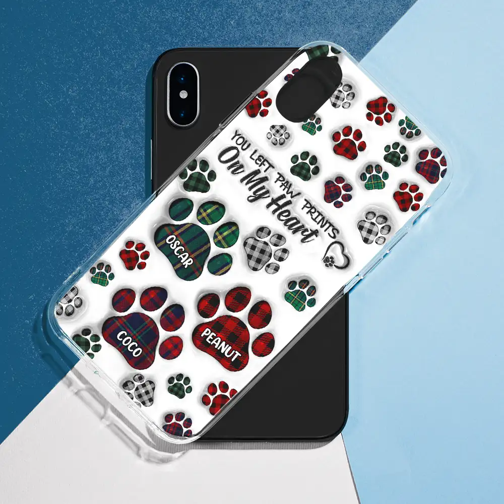 Memorial Dog Cat You Left Paw Prints On My Heart - 3D Inflated Effect Printed, Personalized Clear Phone Case - Image 5