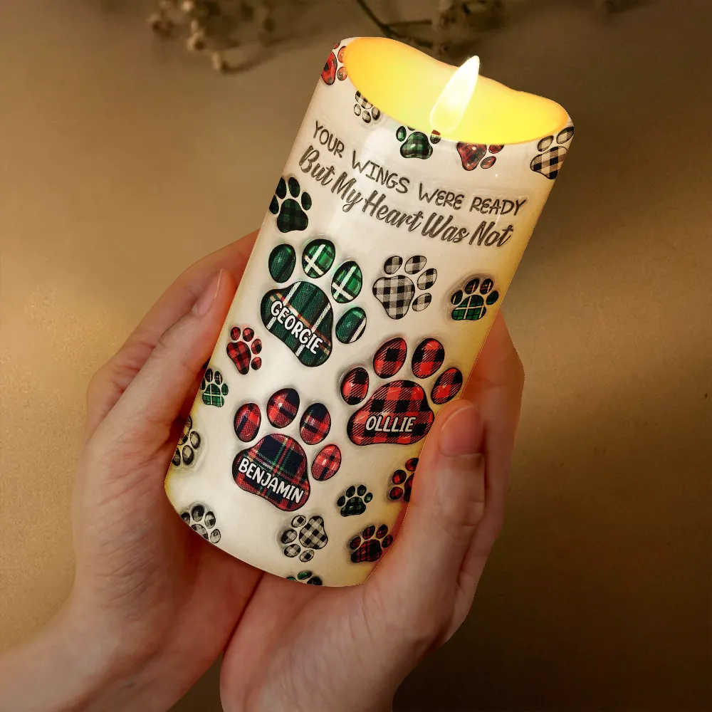 Memorial Dog Cat You Left Paw Prints On My Heart - 3D Inflated Effect Printed, Personalized Flameless LED Candle - Image 3