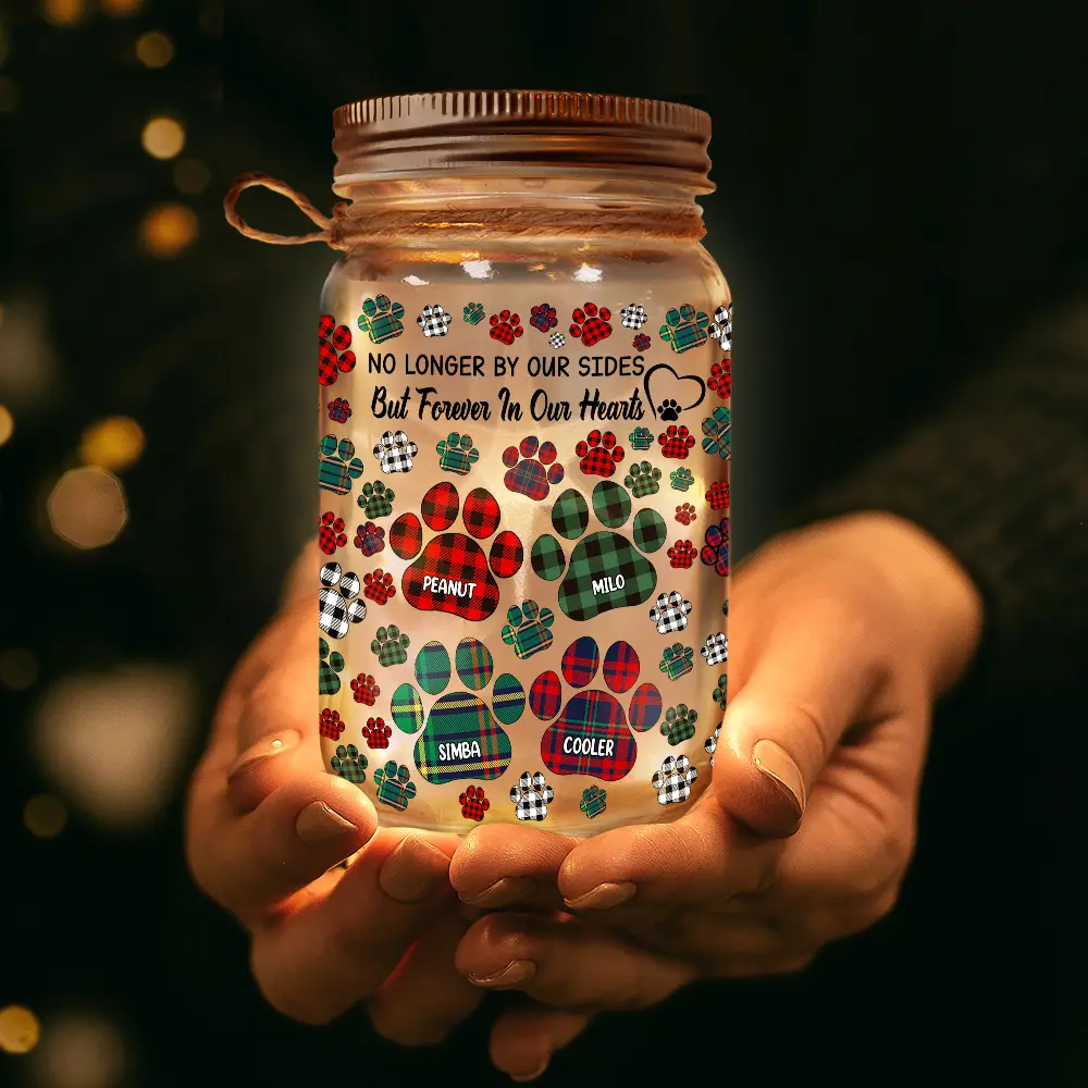 Memorial Dog Cat You Left Paw Prints On My Heart - Personalized Mason Jar Light - Image 3