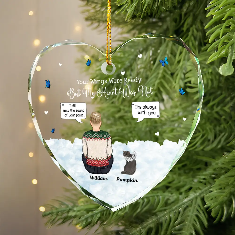 Memorial Dog Cat You Were My Favorite Hello And Hardest Goodbye - Personalized Heart Shaped Glass Ornament - Image 2