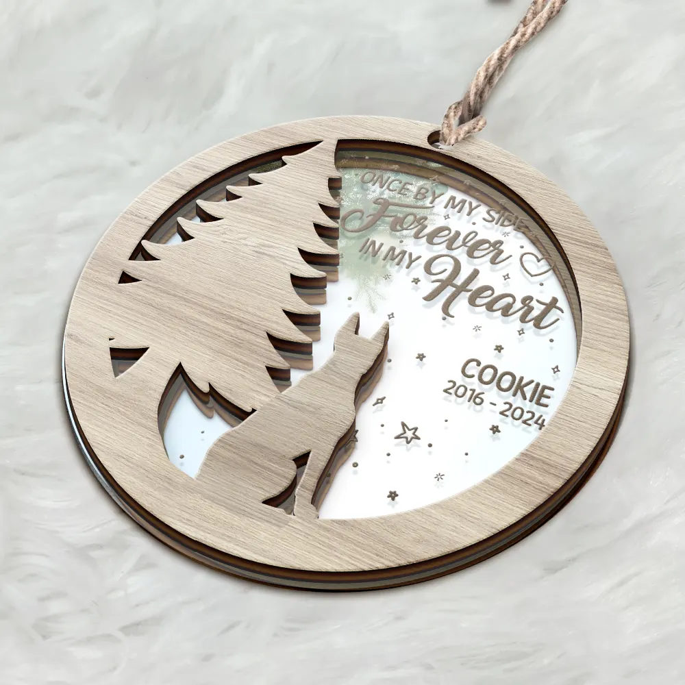 Memorial Dog Sending Christmas Wishes Over The Rainbow Bridge - Personalized Mirror Ornament - Image 3