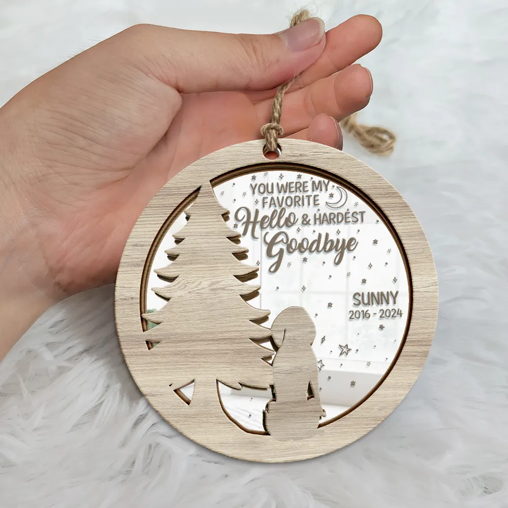 Memorial Dog Sending Christmas Wishes Over The Rainbow Bridge - Personalized Mirror Ornament - Image 5