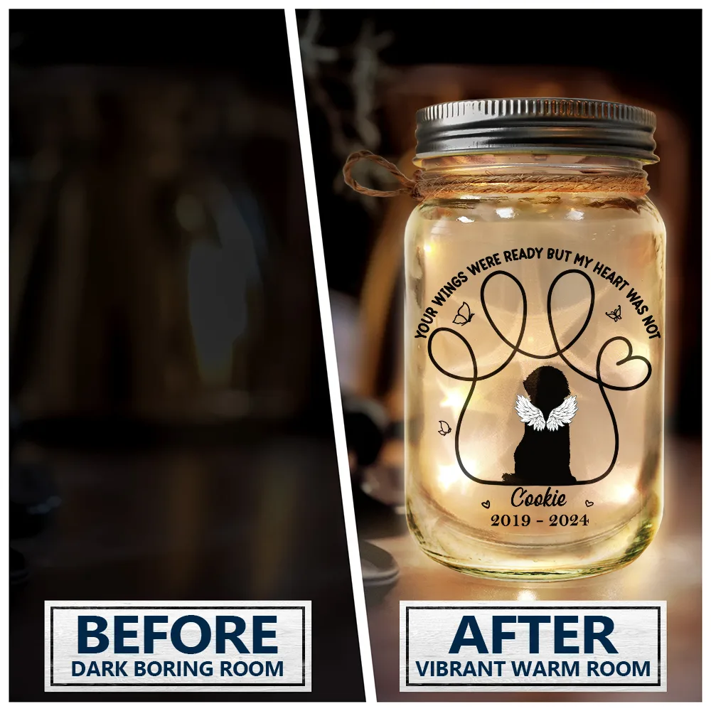 Memorial Dog You Left Paw Prints On My Heart - Personalized Mason Jar Light - Image 4