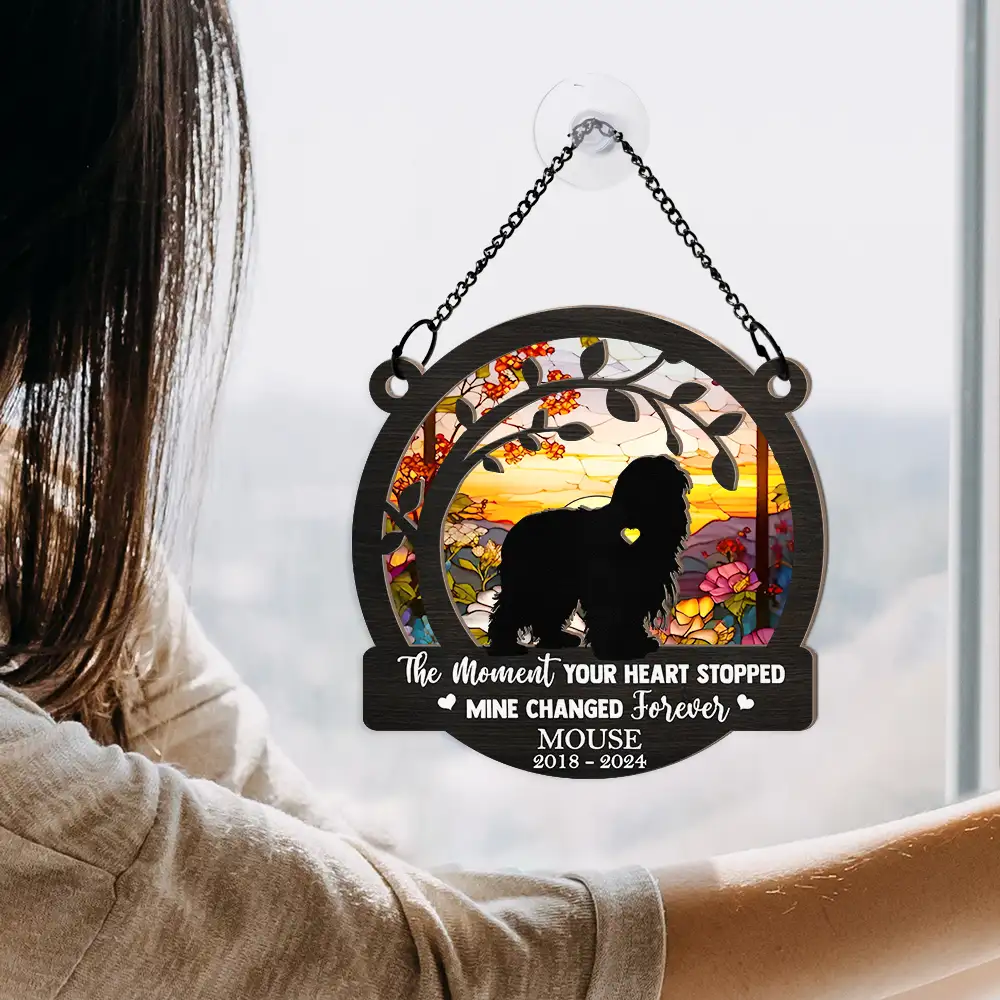 Memorial Dog You Left Paw Prints On My Heart - Personalized Window Hanging Suncatcher Ornament - Image 4