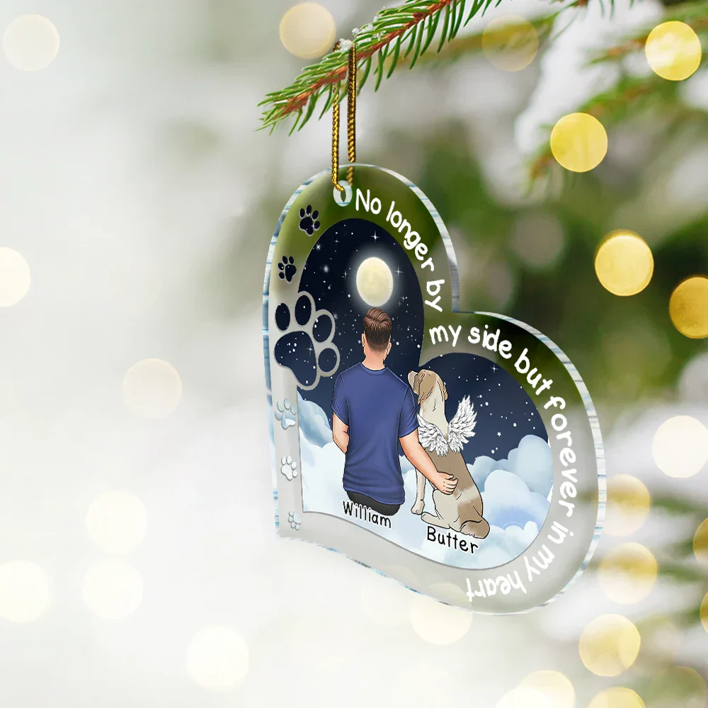 Memorial Dogs You Left Paw Prints On My Heart - Personalized Custom Shaped Acrylic Ornament - Image 2