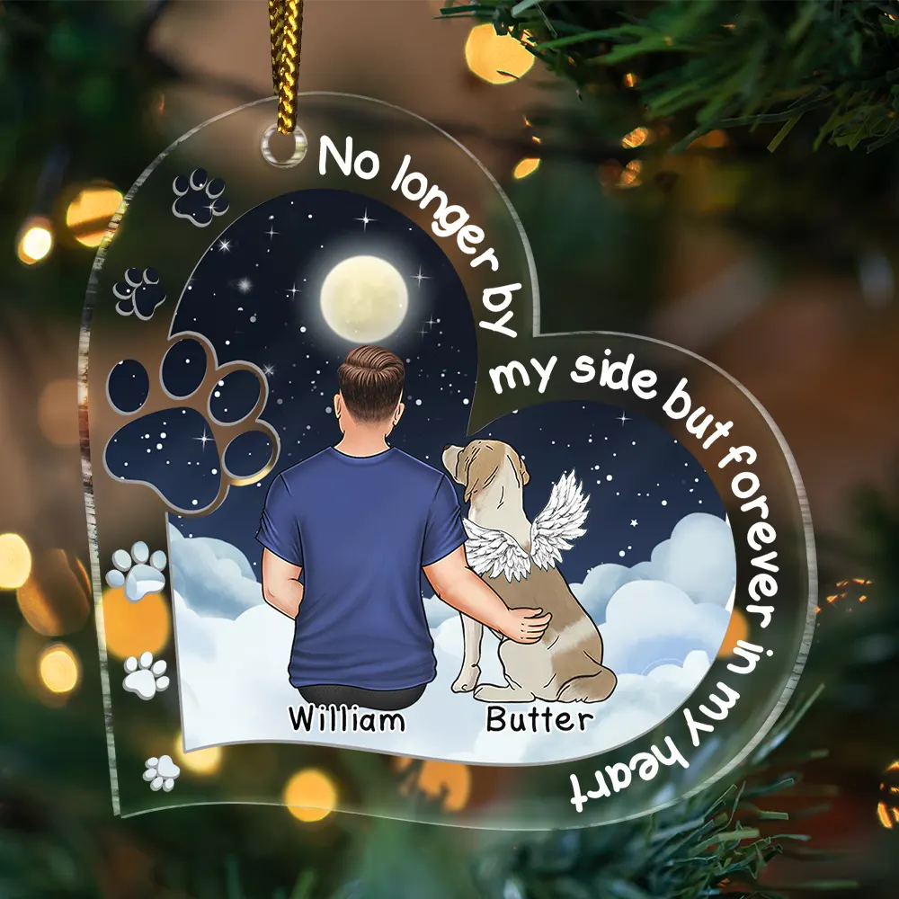 Memorial Dogs You Left Paw Prints On My Heart - Personalized Custom Shaped Acrylic Ornament - Image 3