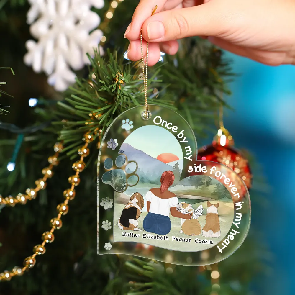 Memorial Dogs You Left Paw Prints On My Heart - Personalized Custom Shaped Acrylic Ornament - Image 4