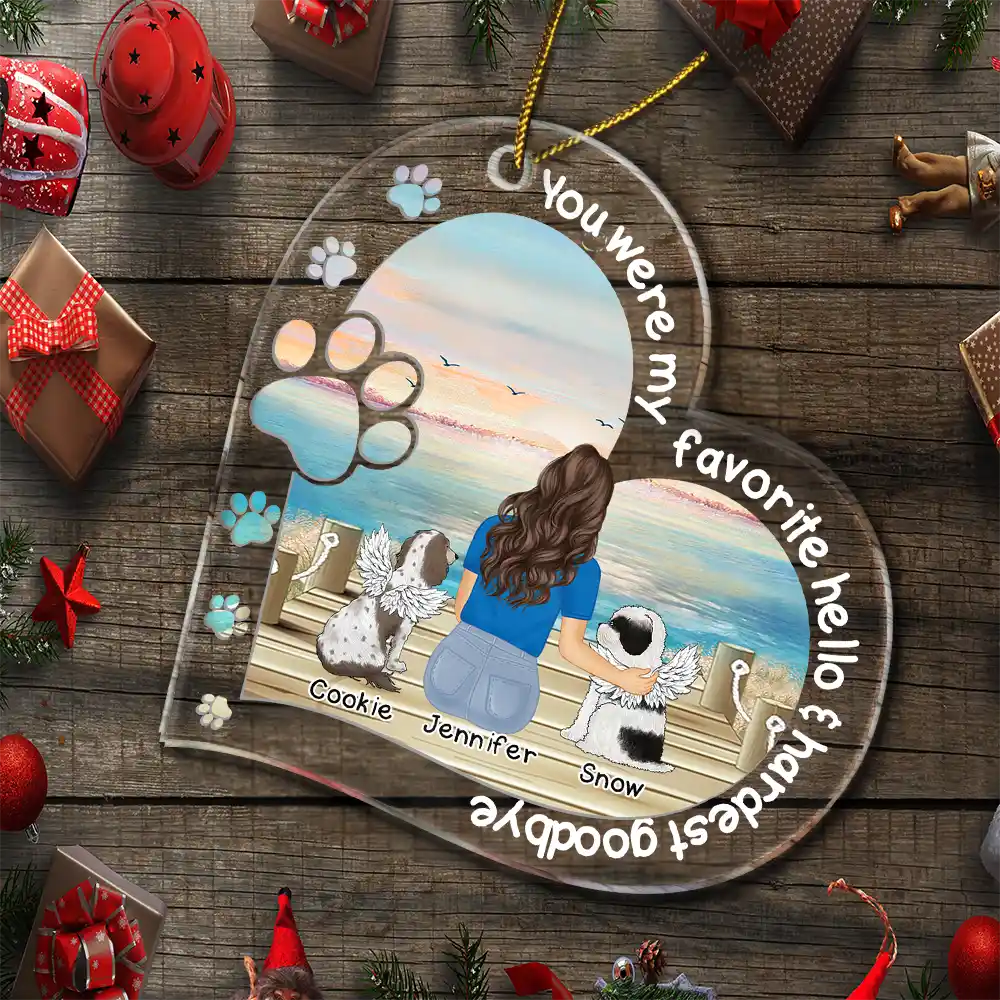 Memorial Dogs You Left Paw Prints On My Heart - Personalized Custom Shaped Acrylic Ornament - Image 5