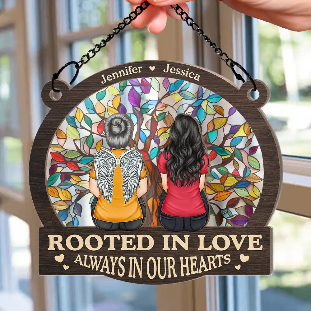 Memorial Family Tree Of Life Rooted In Love Always In Our Hearts - Personalized Window Hanging Suncatcher Ornament - Image 2