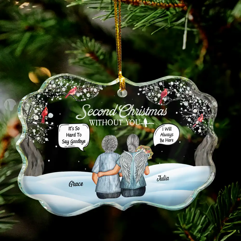 Memorial First Christmas Without You - Personalized Medallion Glass Ornament - Image 4