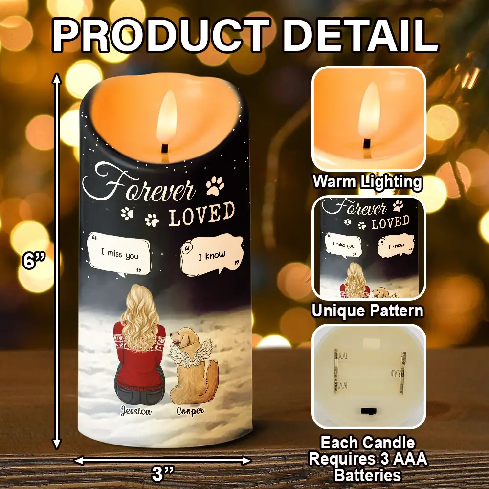 Memorial I Miss You Dog Cat - Personalized Flameless LED Candle - Image 5