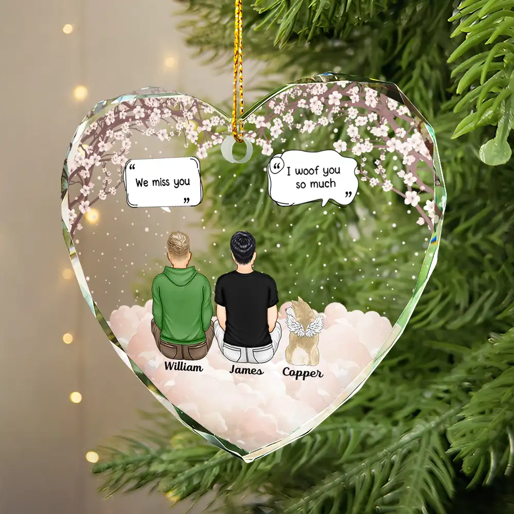 Memorial I Miss You I Know - Personalized Heart Shaped Glass Ornament - Image 2