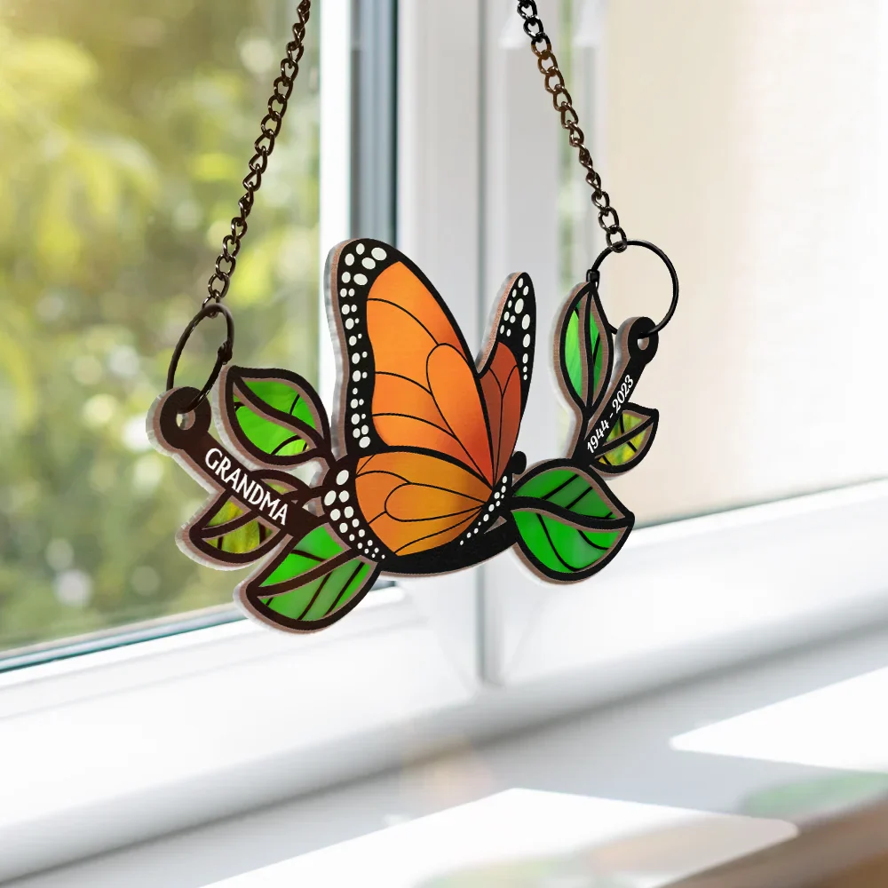 Memorial Mom Dad Grandma Grandpa - Personalized Window Hanging Suncatcher Ornament - Image 3