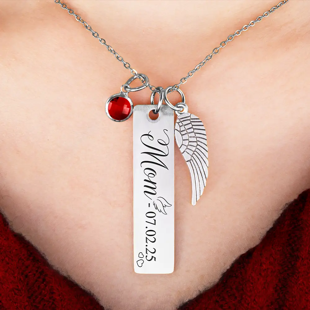 Memorial Mom Grandma Birth Month Gemstone - Personalized Birthstone Charm Necklace - Image 6