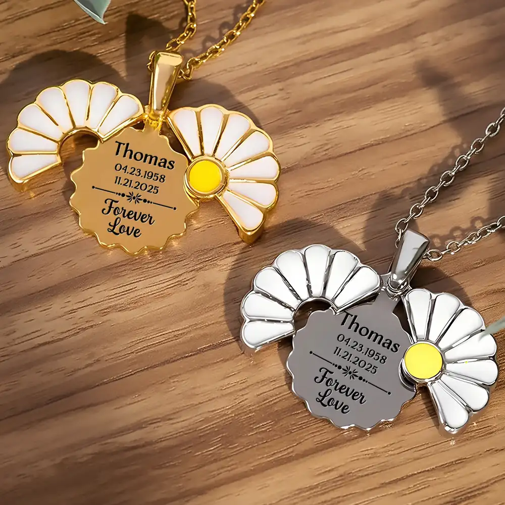 Memorial Mother Father Couple Custom Name And Date - Personalized Engraved Hidden Message Necklace - Image 2