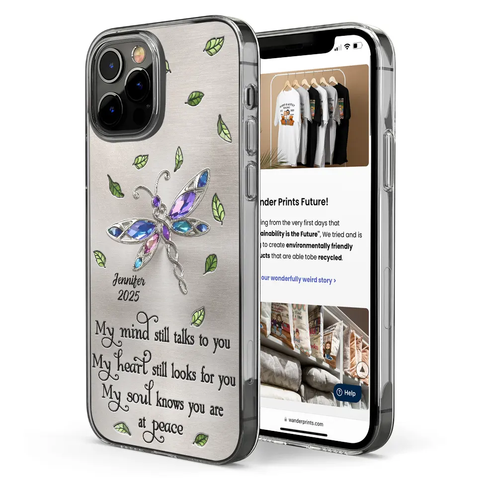 Memorial My Mind Still Talks To You - Metal Effect Printed, Personalized Clear Phone Case - Image 4