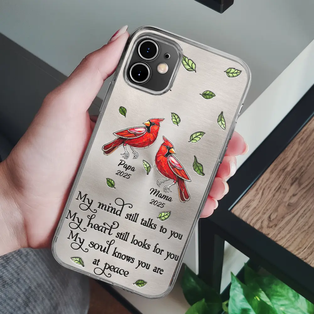 Memorial My Mind Still Talks To You - Metal Effect Printed, Personalized Clear Phone Case - Image 6