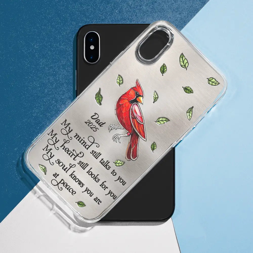 Memorial My Mind Still Talks To You - Metal Effect Printed, Personalized Clear Phone Case - Image 7