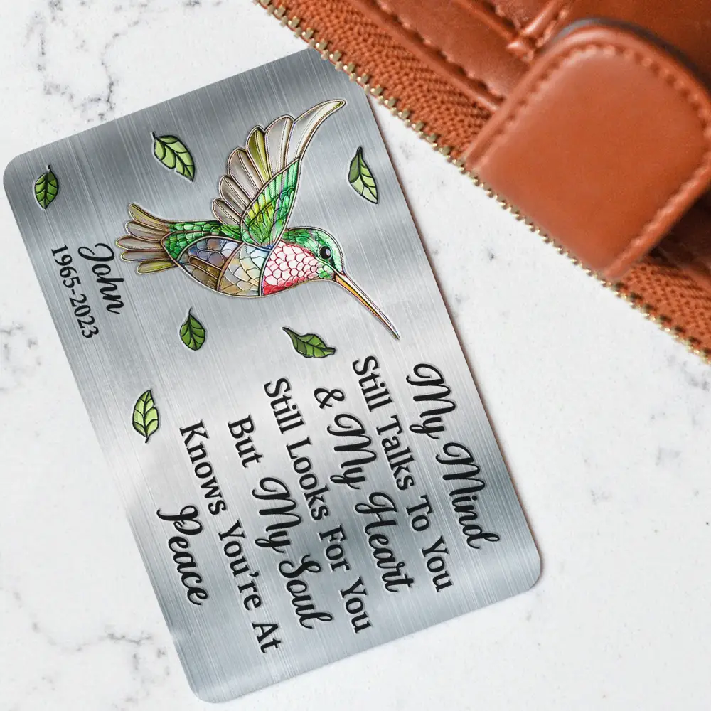 Memorial My Mind Still Talks To You - Personalized Aluminum Wallet Card - Image 3