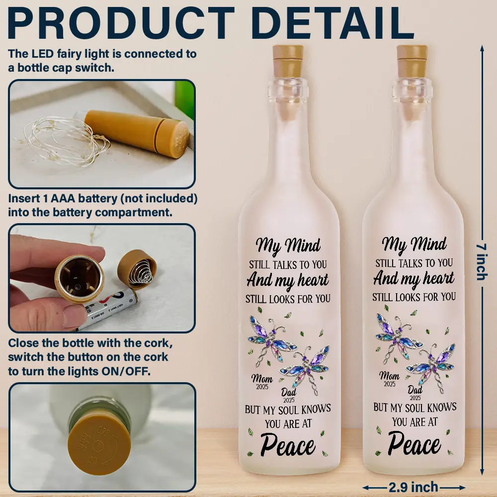 Memorial My Mind Still Talks To You - Personalized Bottle Light - Image 4