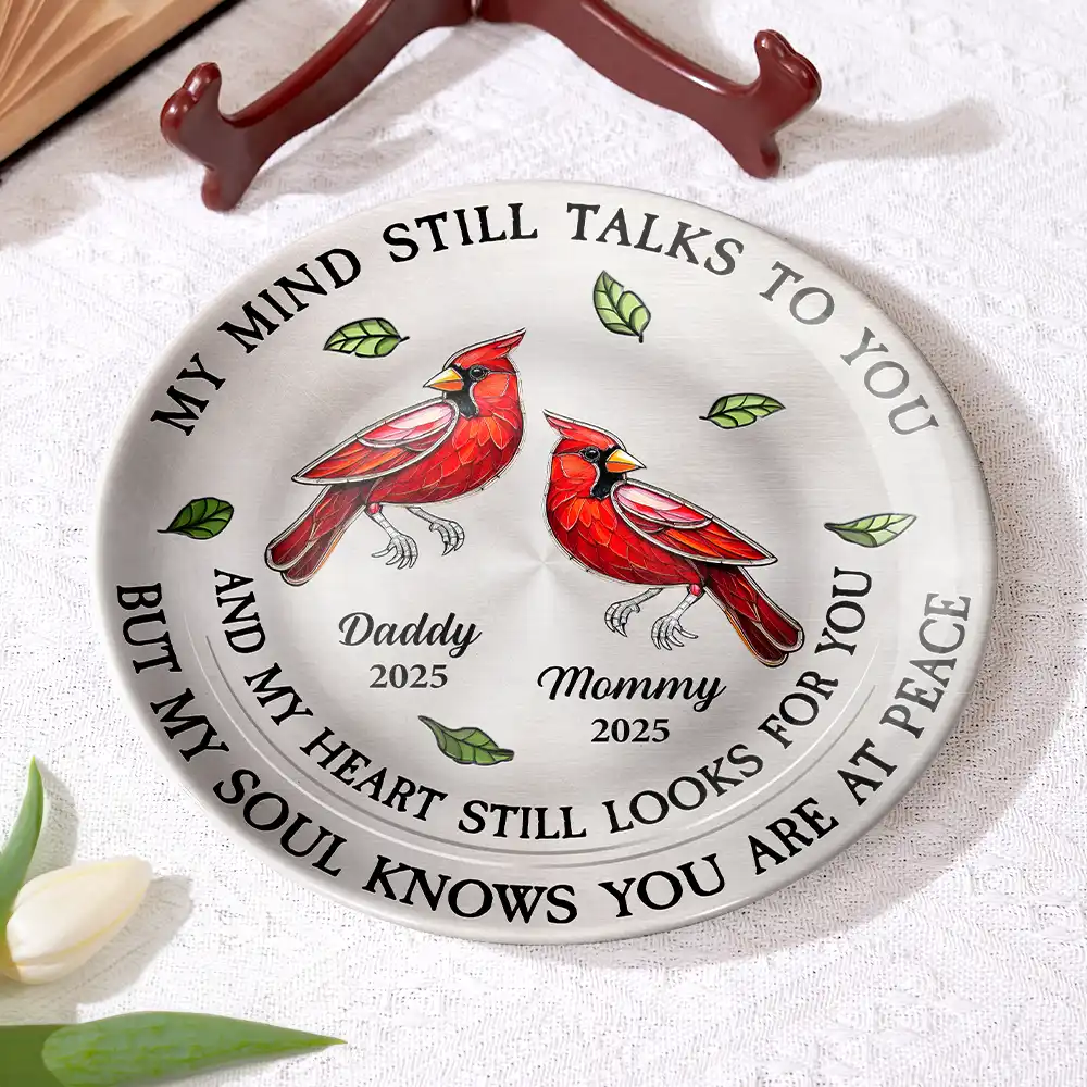 Memorial My Mind Still Talks To You - Personalized Ceramic Plate - Image 5