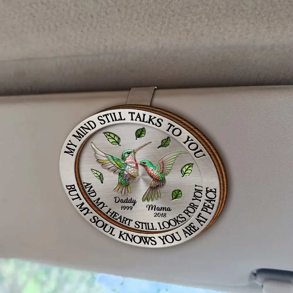 Memorial My Mind Still Talks To You - Personalized Custom Shaped Car Visor Clip - Image 3
