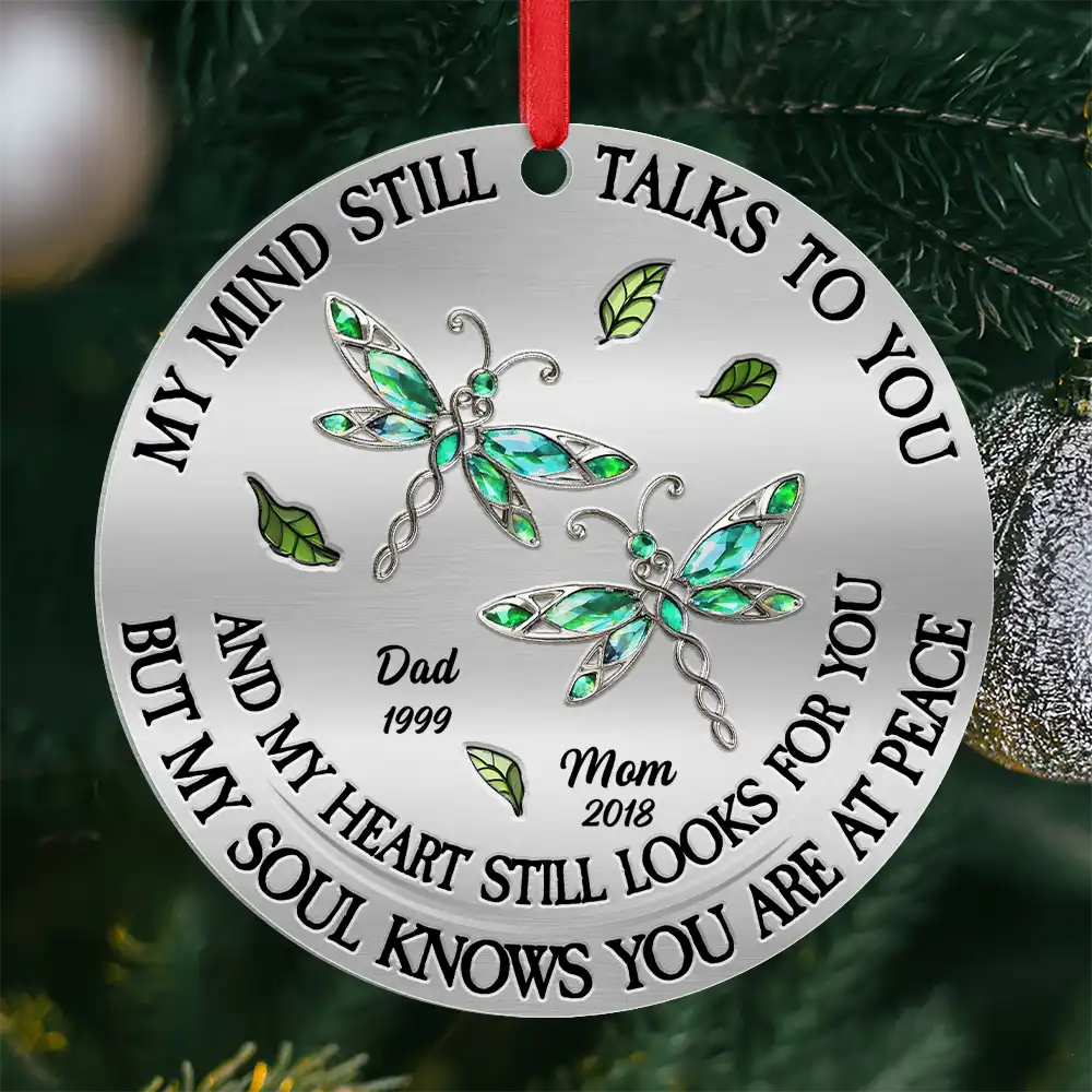 Memorial My Mind Still Talks To You - Personalized Metal Ornament