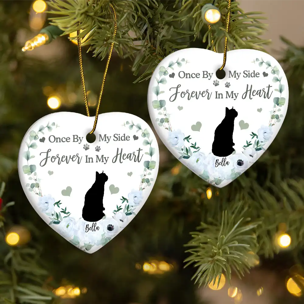 Memorial Not All Angels Have Wings Some Have Whiskers - Personalized Heart Ceramic Ornament - Image 2