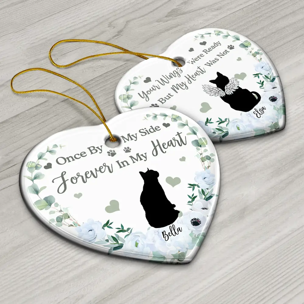 Memorial Not All Angels Have Wings Some Have Whiskers - Personalized Heart Ceramic Ornament - Image 6