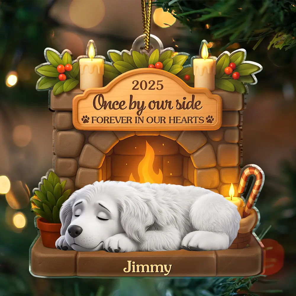 Memorial Once By My Side Forever In My Heart - Personalized Custom Shaped Acrylic Ornament - Image 3