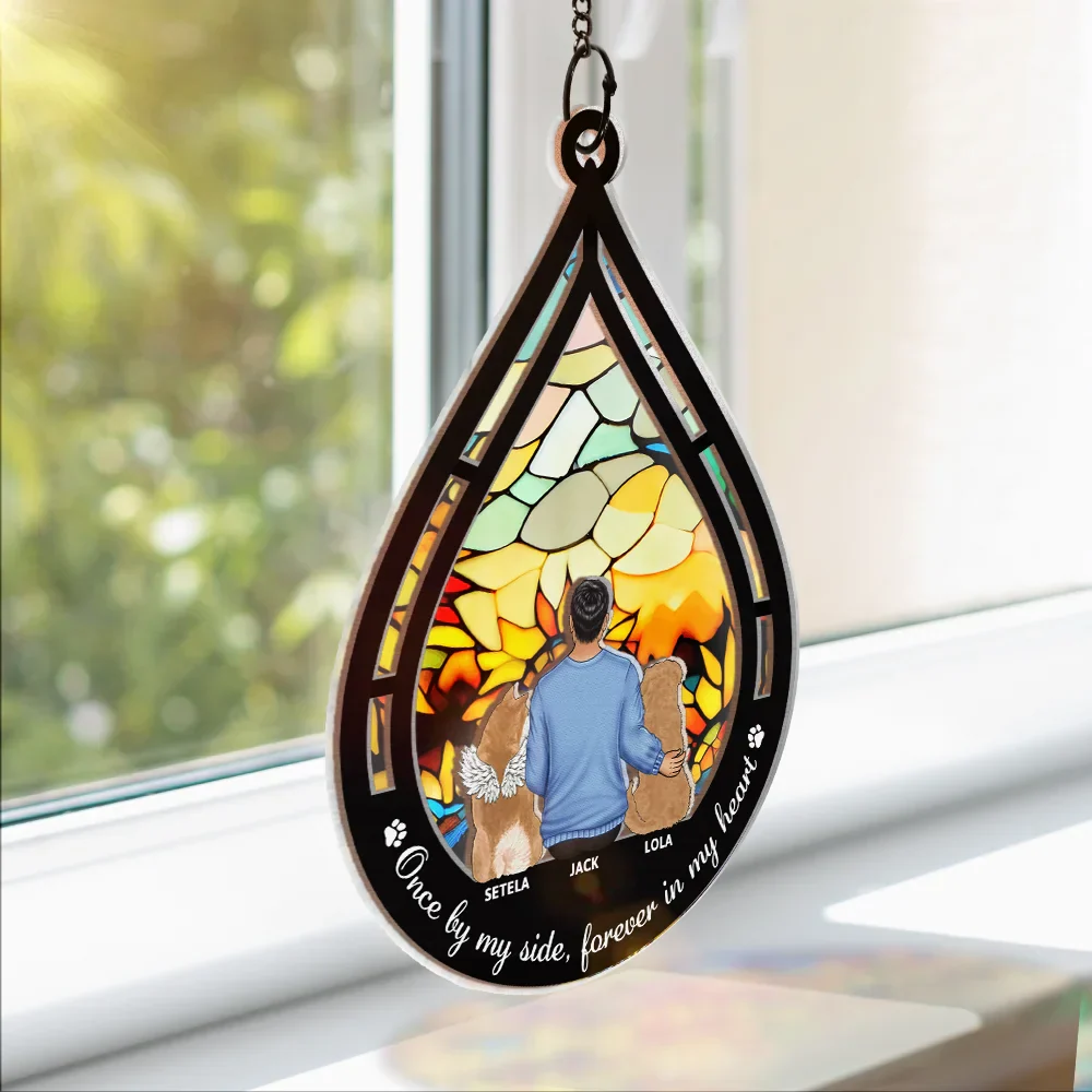 Memorial Once By My Side, Forever In My Heart - Personalized Window Hanging Suncatcher Ornament - Image 3