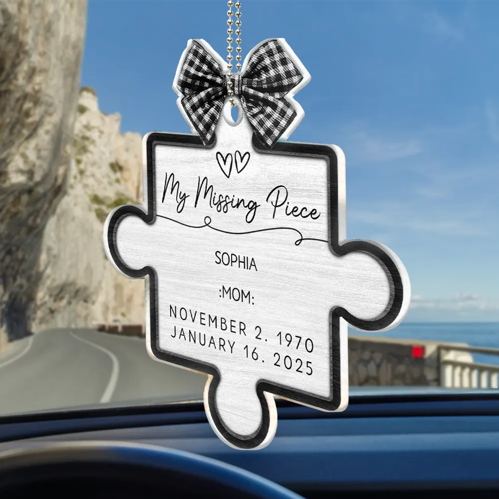 Memorial Our Missing Piece 3D Effect - Personalized Acrylic Car Hanger - Image 2