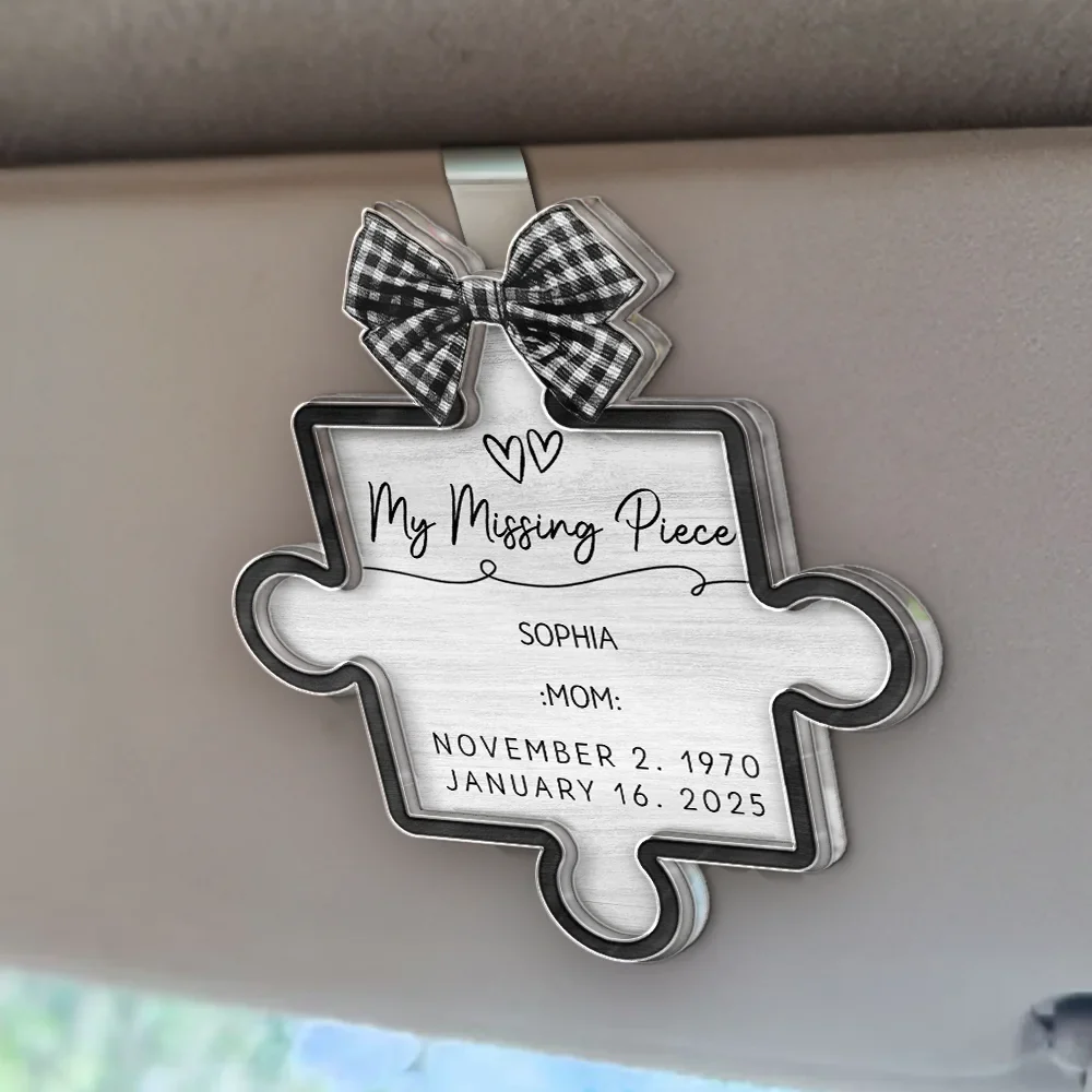 Memorial Our Missing Piece - Personalized Custom Shaped Acrylic Car Visor Clip - Image 2