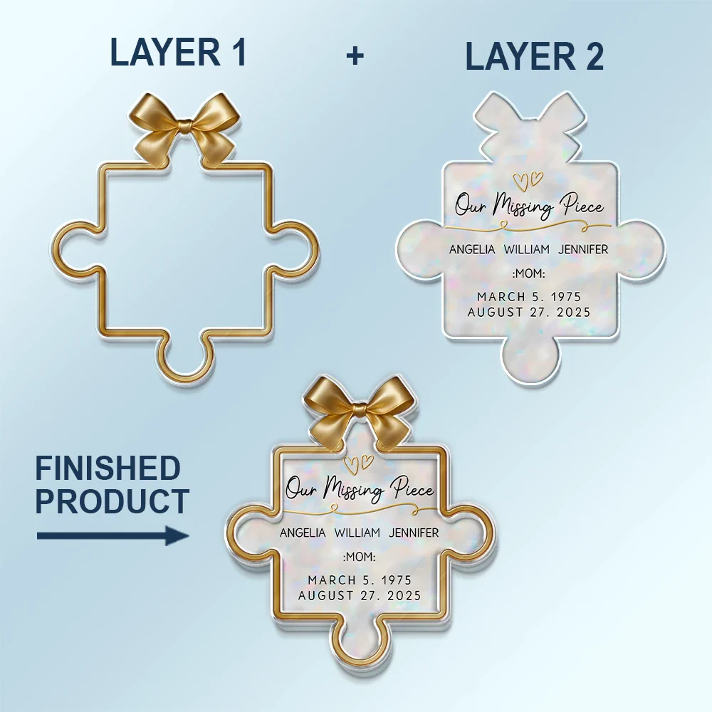 Memorial Our Missing Piece - Personalized Custom Shaped Acrylic Car Visor Clip - Image 5