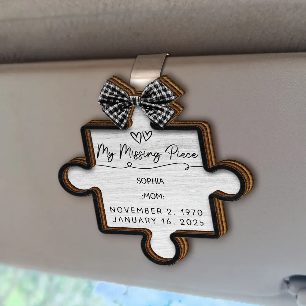 Memorial Our Missing Piece - Personalized Custom Shaped Car Visor Clip - Image 2