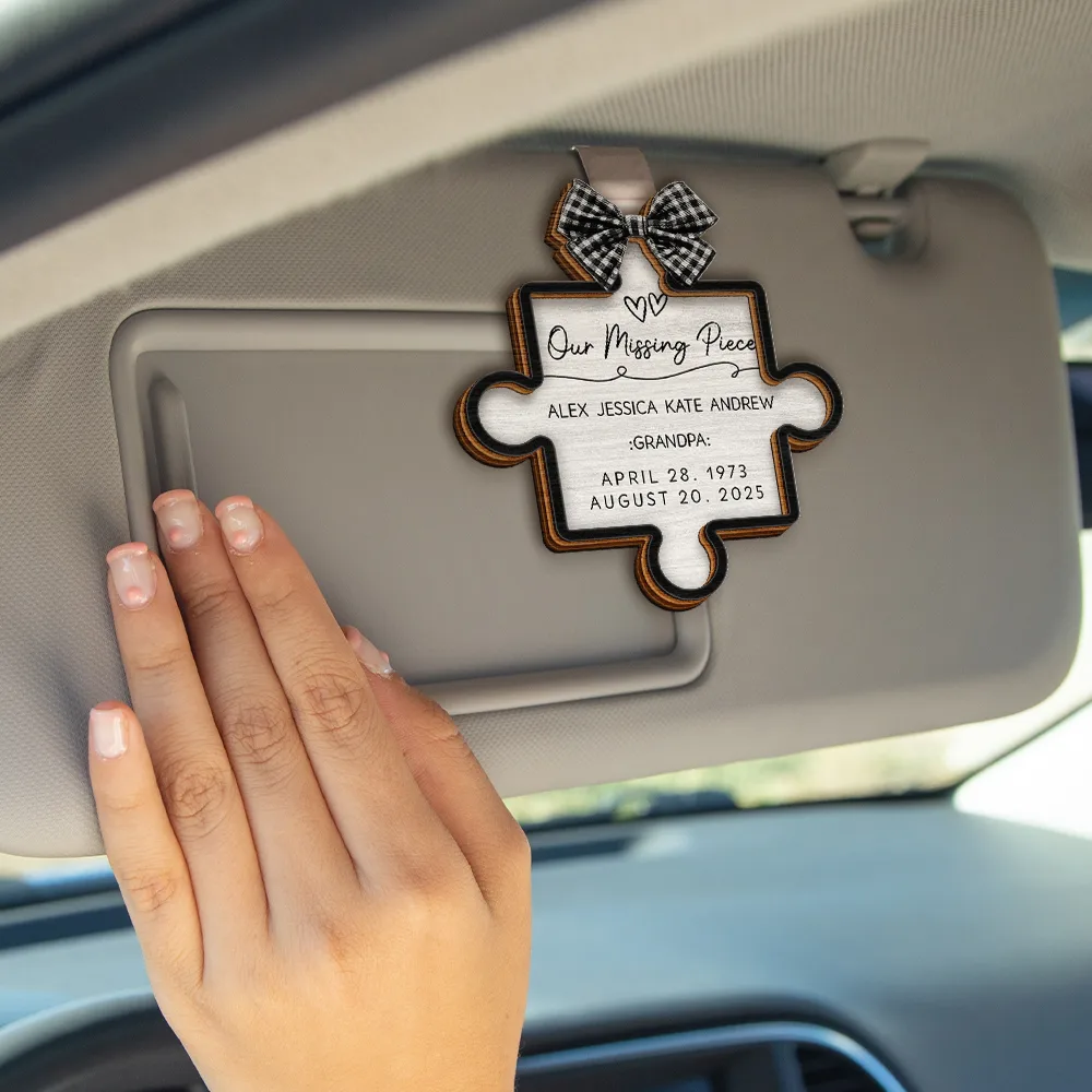 Memorial Our Missing Piece - Personalized Custom Shaped Car Visor Clip - Image 4