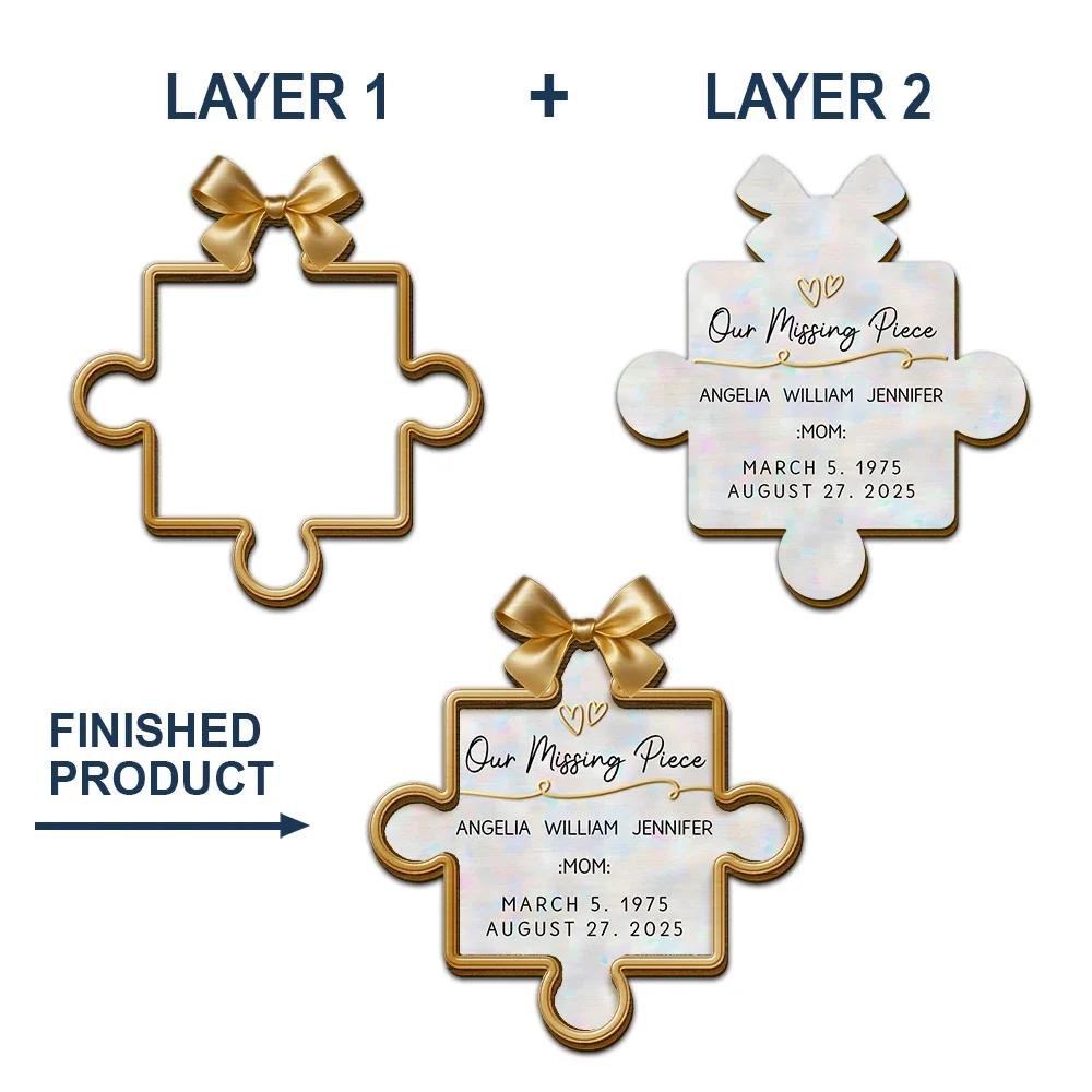 Memorial Our Missing Piece - Personalized Custom Shaped Car Visor Clip - Image 5