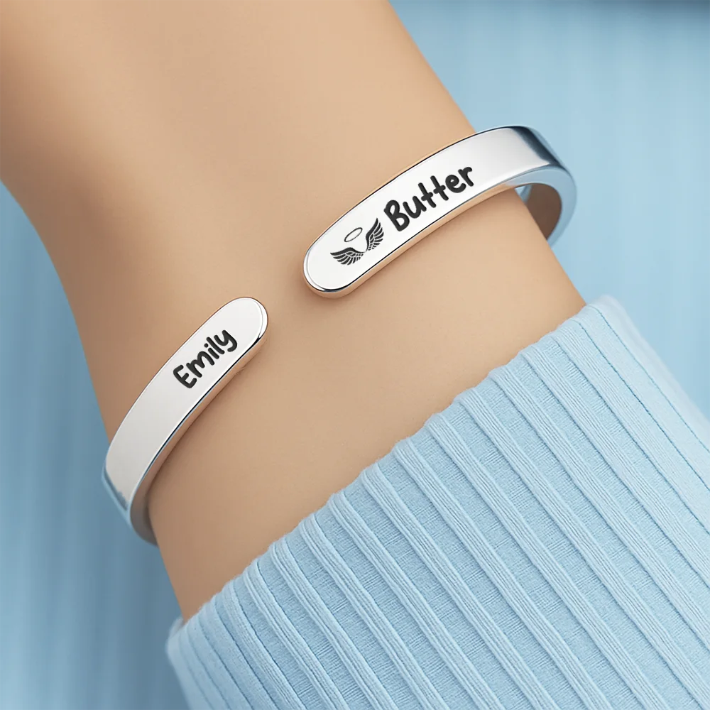 Memorial Pet Loss I Miss You I Know - Personalized Bangle Bracelet Cuff - Image 4