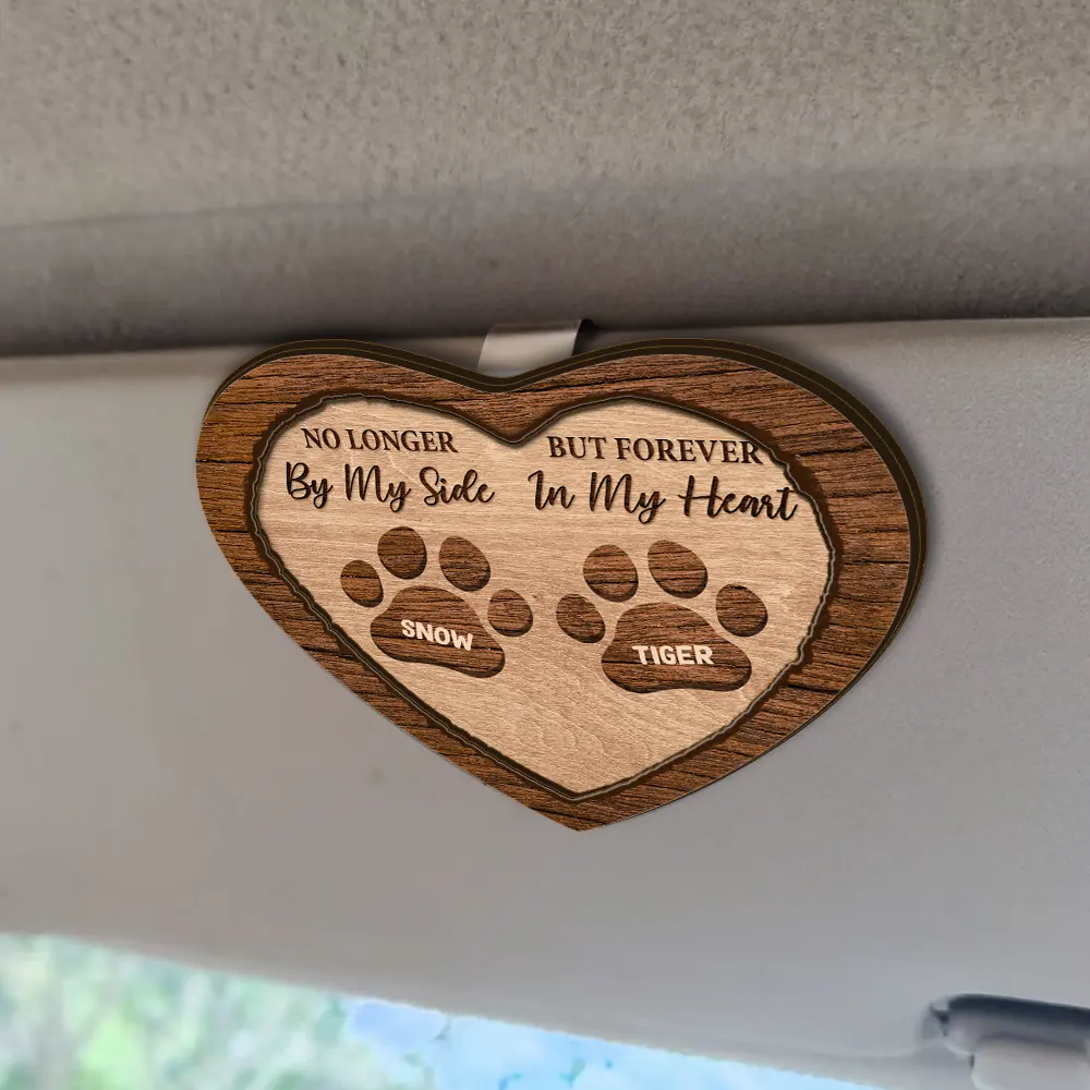 Memorial Pet Paw Heart - Personalized Custom Shaped Car Visor Clip - Image 2