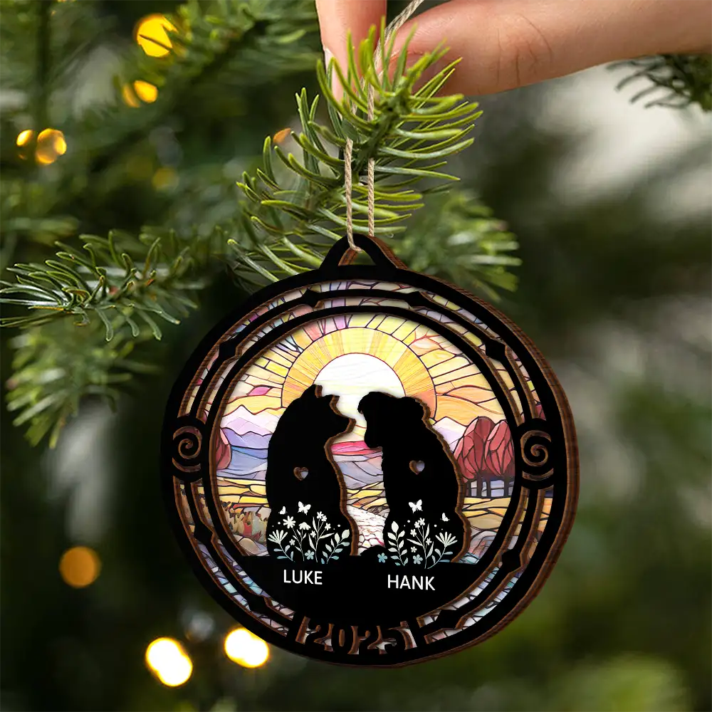 Memorial Pet Silhouette - Personalized 2-Layered Wooden Ornament - Image 2