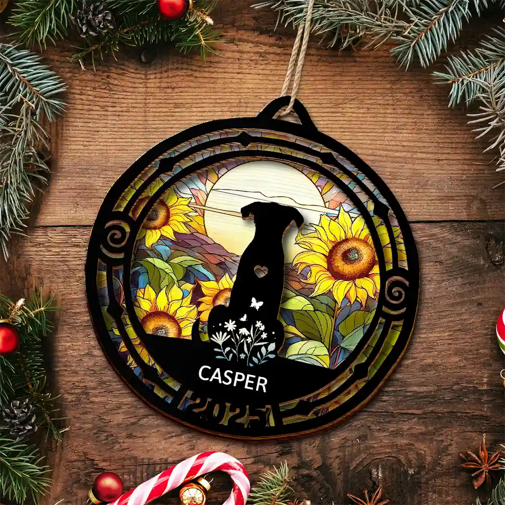 Memorial Pet Silhouette - Personalized 2-Layered Wooden Ornament - Image 4