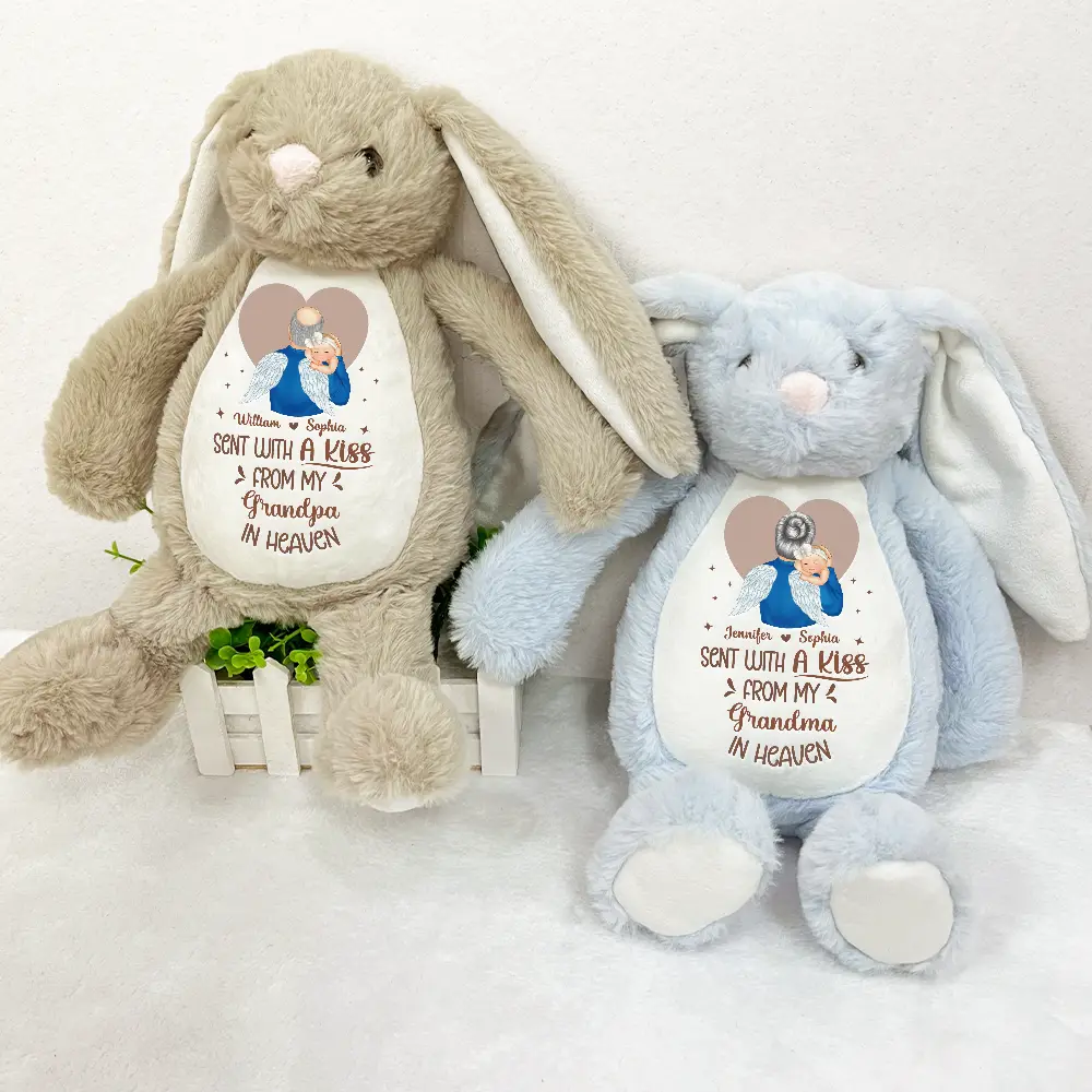 Memorial Sent With A Kiss From My Great Grandma In Heaven - Personalized Soft Toy Bunny - Image 3