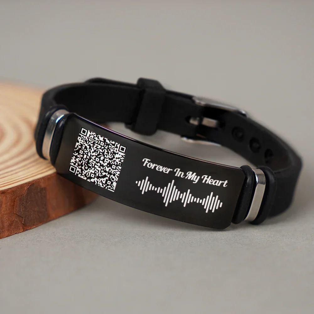 Memorial Voice Recording QR Code Forever In My Heart - Personalized Engraved Bracelet - Image 5