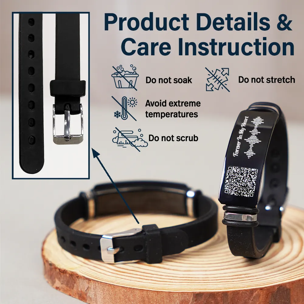 Memorial Voice Recording QR Code Forever In My Heart - Personalized Engraved Bracelet - Image 6