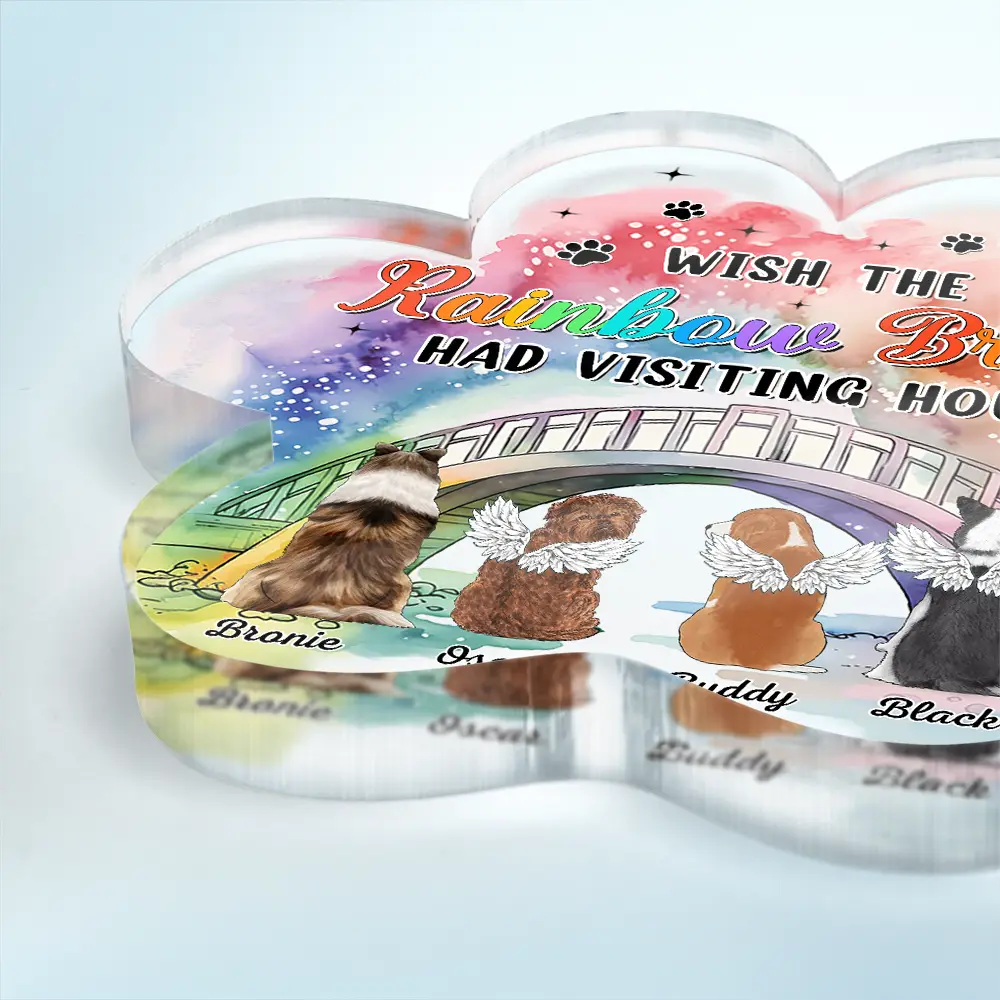 Memorial We Will Meet Again At The Rainbow Bridge - Personalized Paw Shaped Acrylic Plaque - Image 3