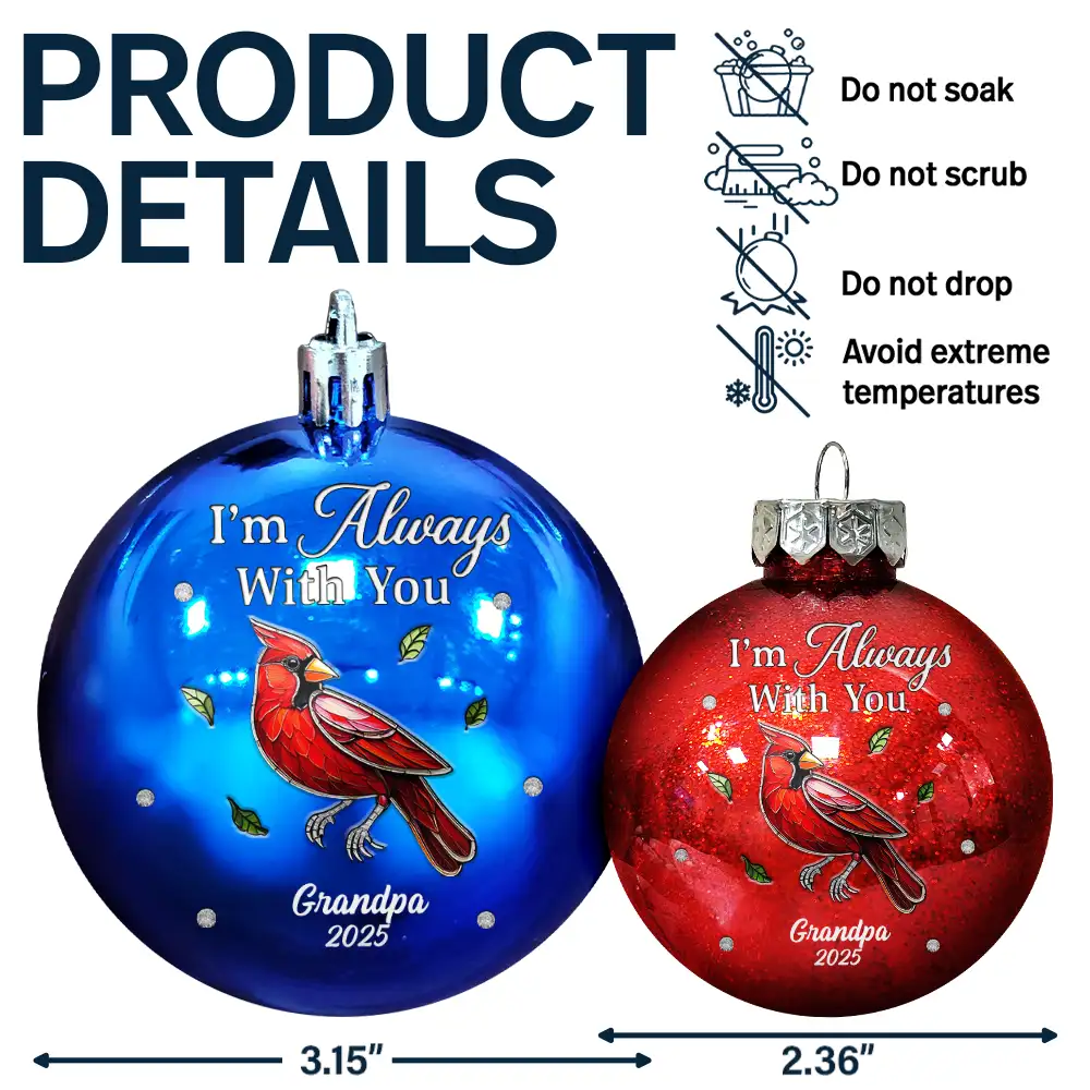 Memorial We're Always With You - Personalized Ball Ornament - Image 8