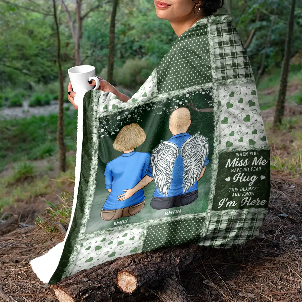 Memorial When You Really Miss Me Hug This Blanket Tight - Personalized Fleece Blanket, Sherpa Blanket - Image 5