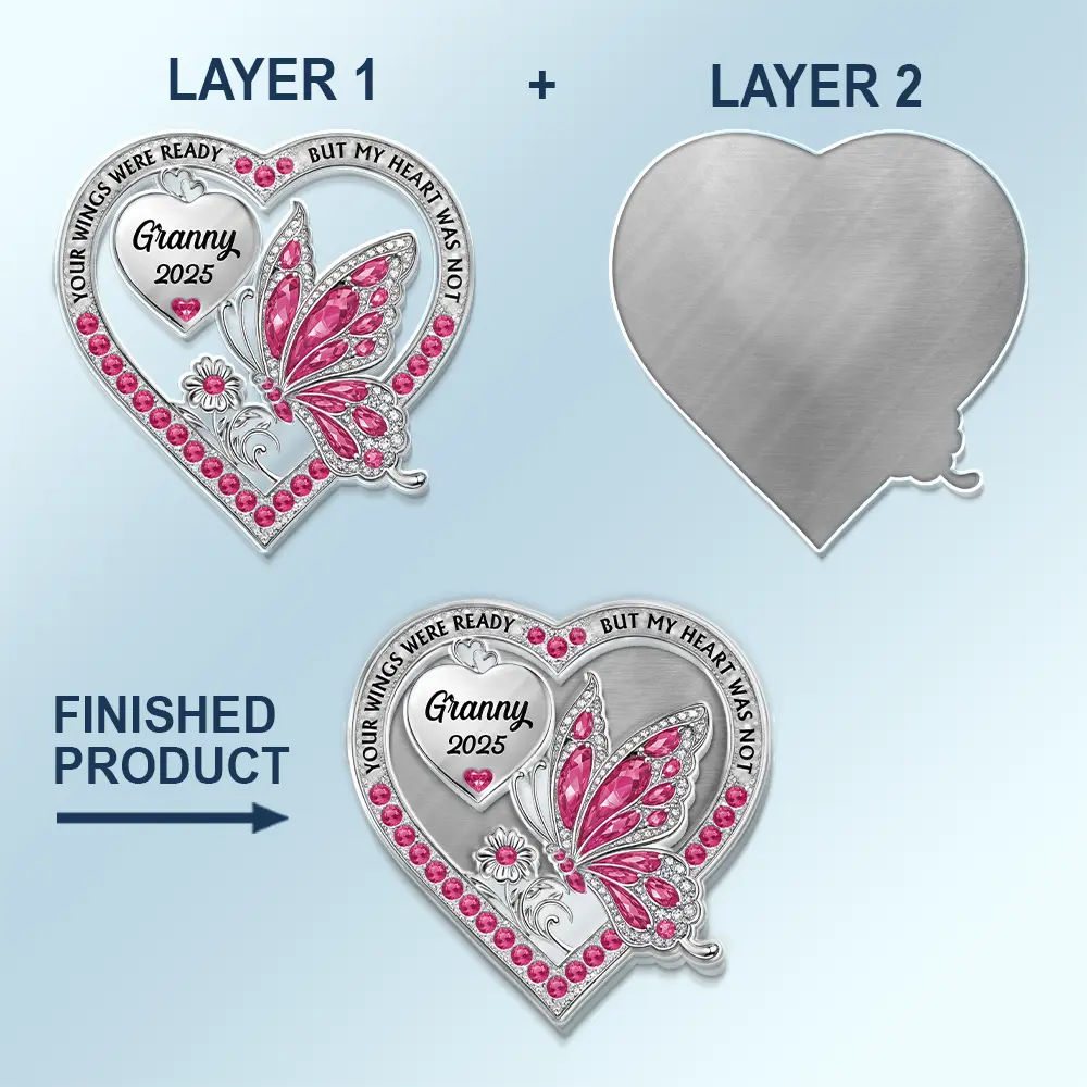 Memorial Your Wings Were Ready 3D Effect - Personalized Custom Shaped Acrylic Car Visor Clip - Image 5