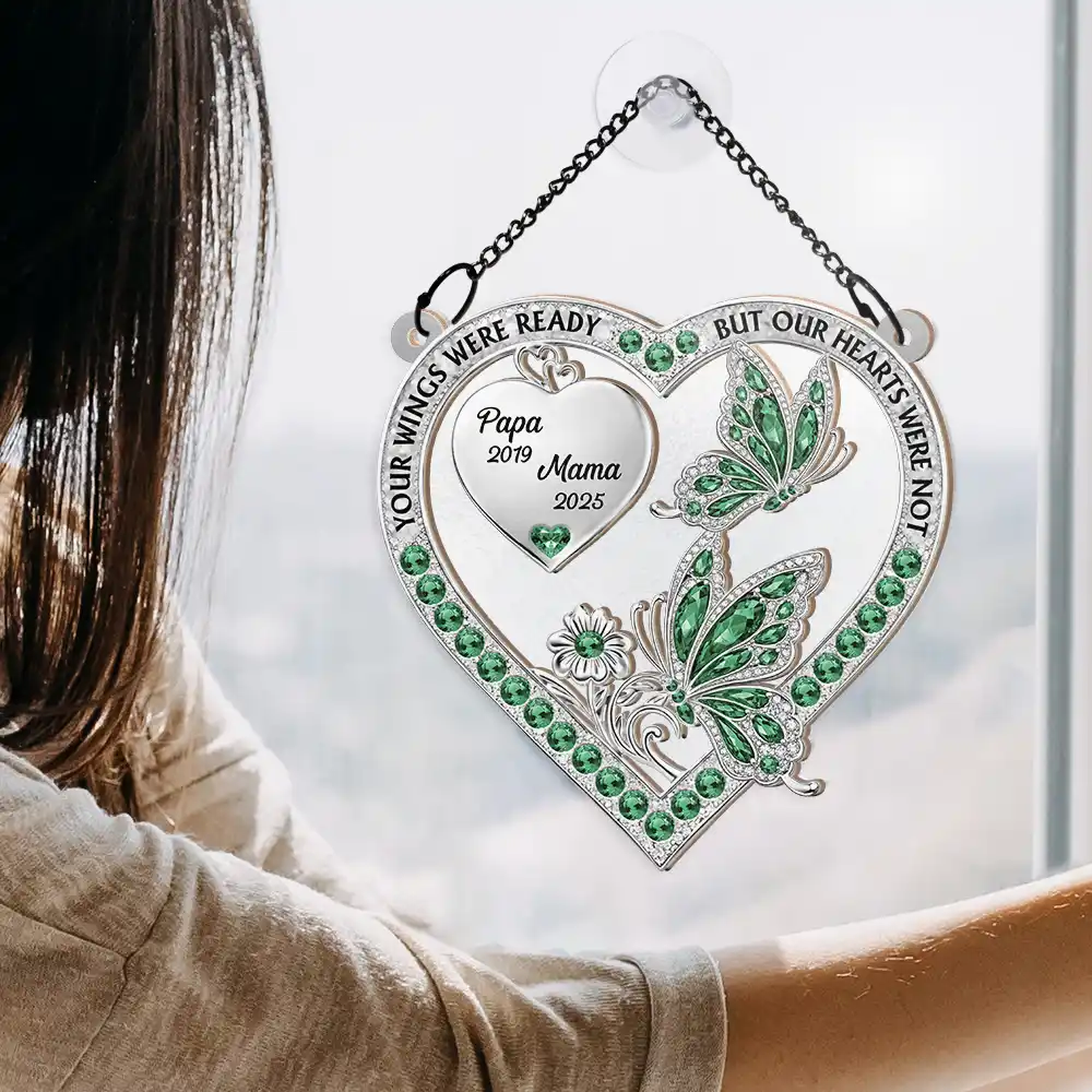 Memorial Your Wings Were Ready 3D Effect - Personalized Window Hanging Suncatcher Ornament - Image 4