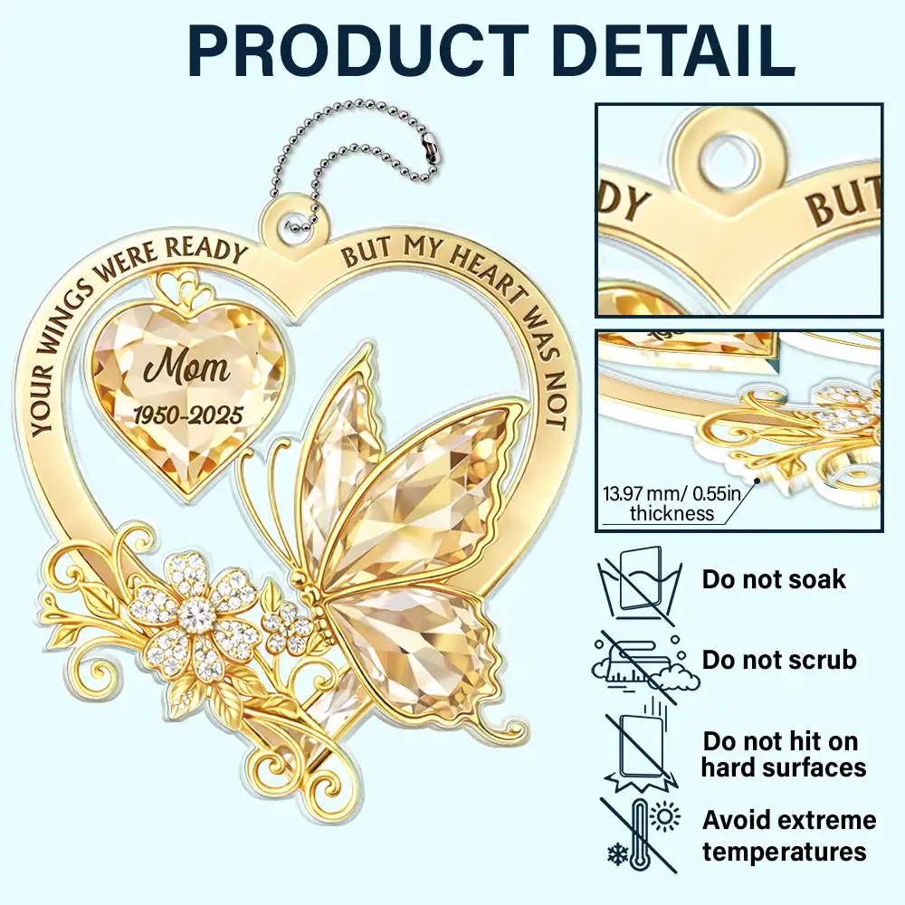 Memorial Your Wings Were Ready Diamond 3D Effect - Personalized Acrylic Car Hanger - Image 5